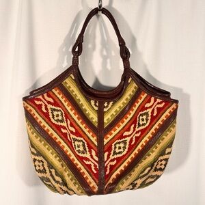 Vintage Lockheart Woven Tapestry Large Hobo Bag